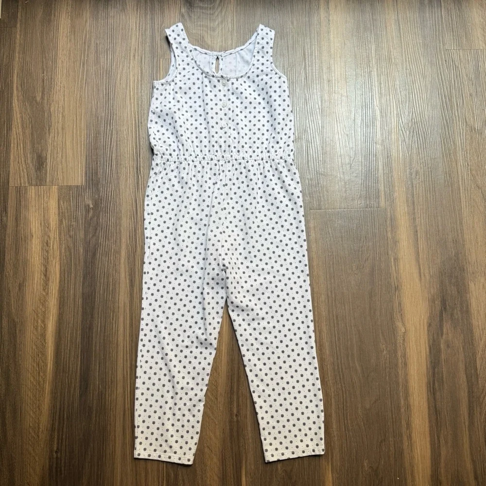Janie and Jack White‎ Floral Patterned Jumpsuit Girls Sz 5 Ribbon Accents Spring